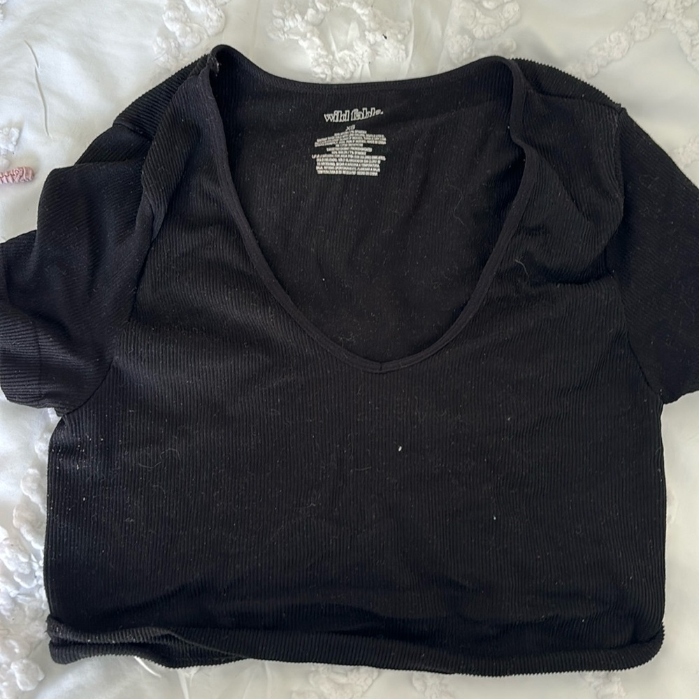 wild fable XS black short sleeve top cropped